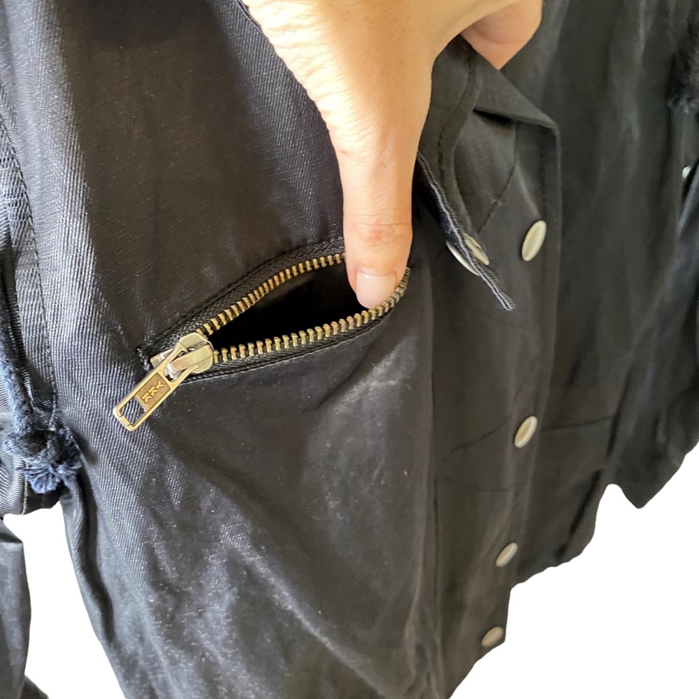 JOIE Silky Nylon Barker Utility Jacket Buttons Snaps Zippers Drawstring Small - Picture 8 of 15